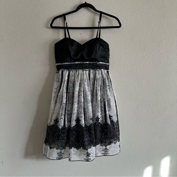 🍄 Wednesday Addams style emo/whimsy goth lace black and white dress - Picture 7 of 9